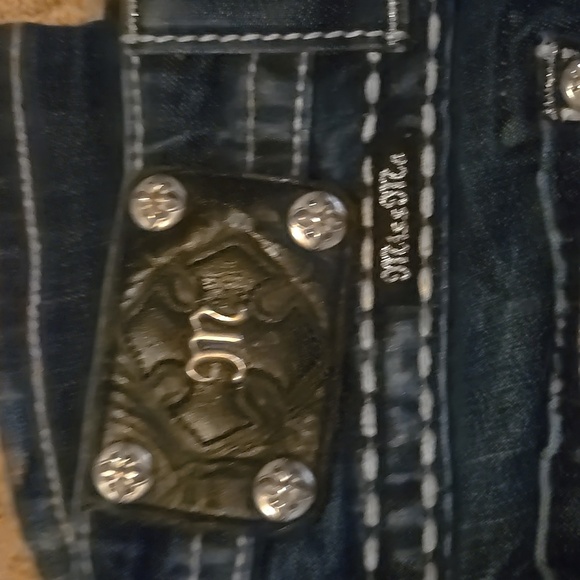 Miss Me Women's Blue Jeans with Peace Sign Embellishment - Picture 4 of 6